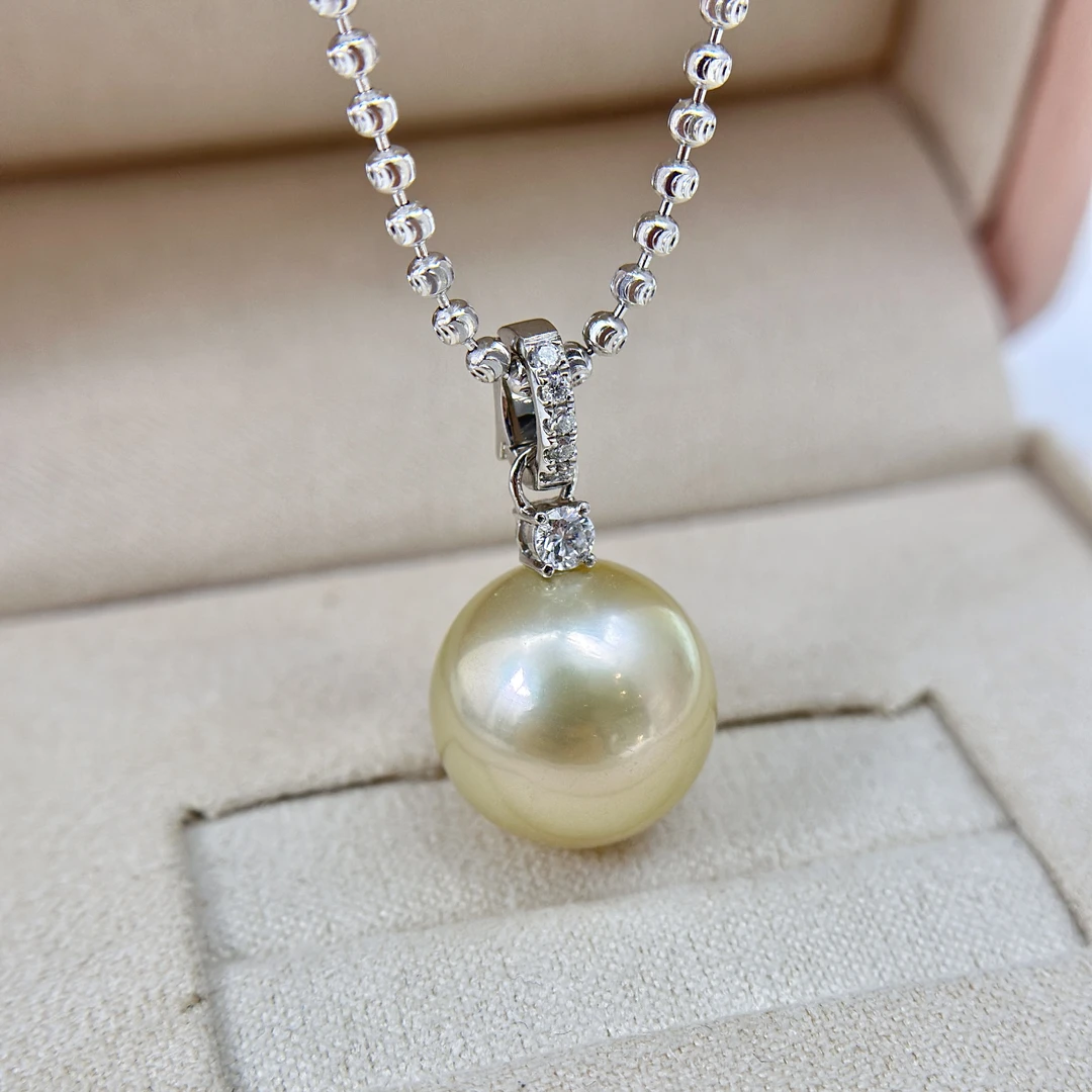 干枯玫瑰  13-14mm PT950 海水珍珠吊坠  不含链