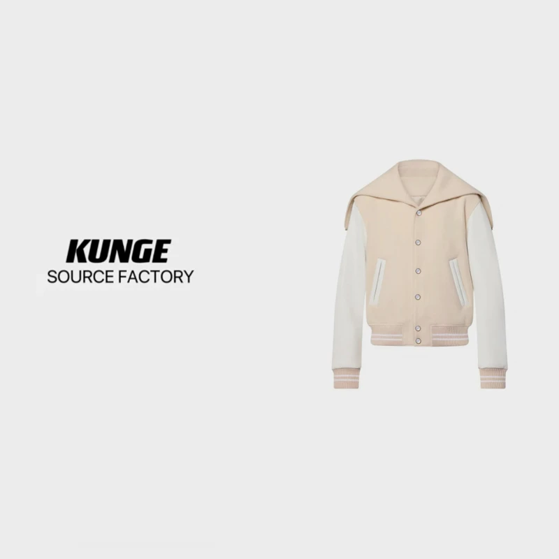 KUNGE-时尚户外休闲运动灰咖拼接连帽款冲锋衣外套-8763