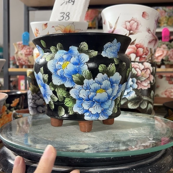 满38包邮 景德镇手绘花盆