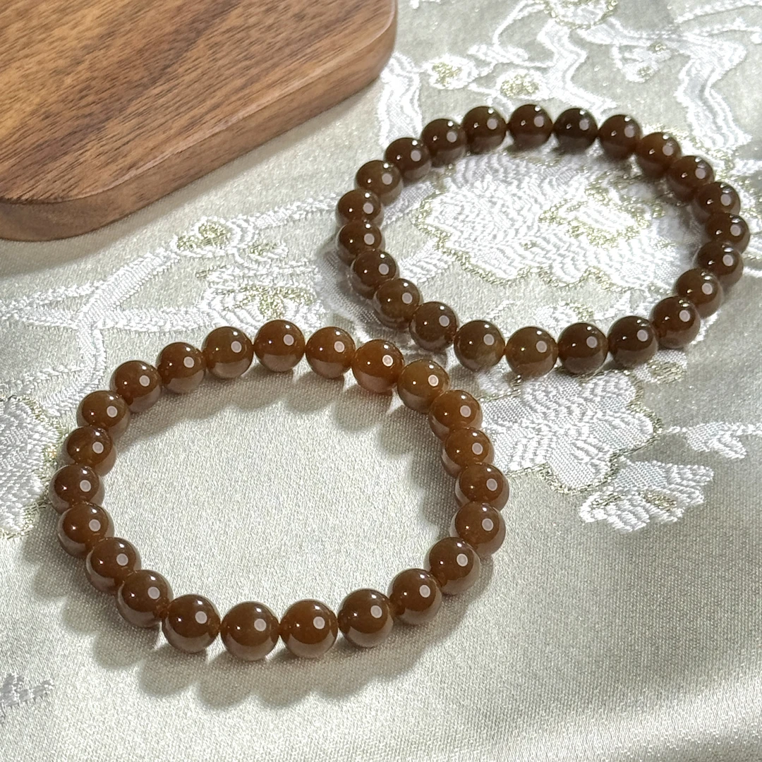 约8mm和田玉糖料圆珠手串多样性发一