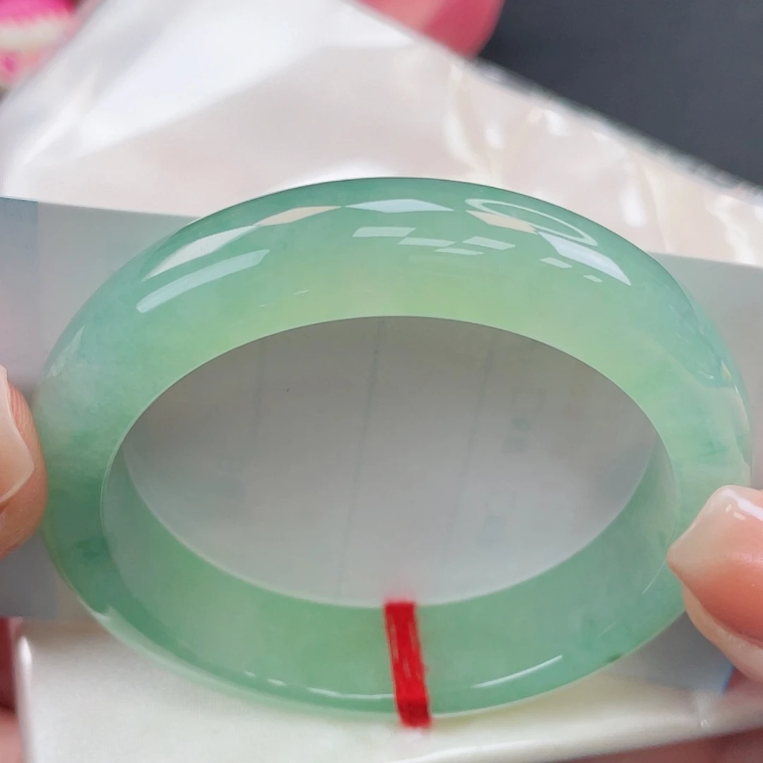 翡翠未镶嵌手镯54正圈冰种满绿