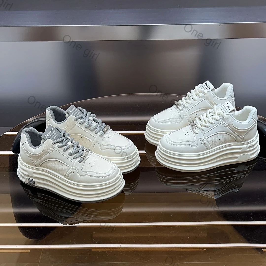 牛皮2025新款厚底小白鞋女运动鞋韩版增高板鞋女鞋子JXL005