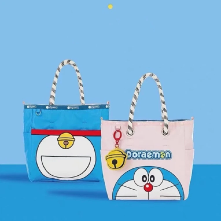 乐家同款品质降落伞材质机器猫两面托特
