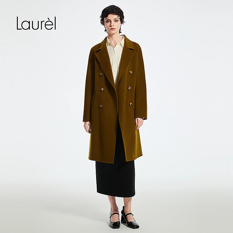 【丽公主专享】Laurel25秋款双排扣系带中长大衣L354D301DX