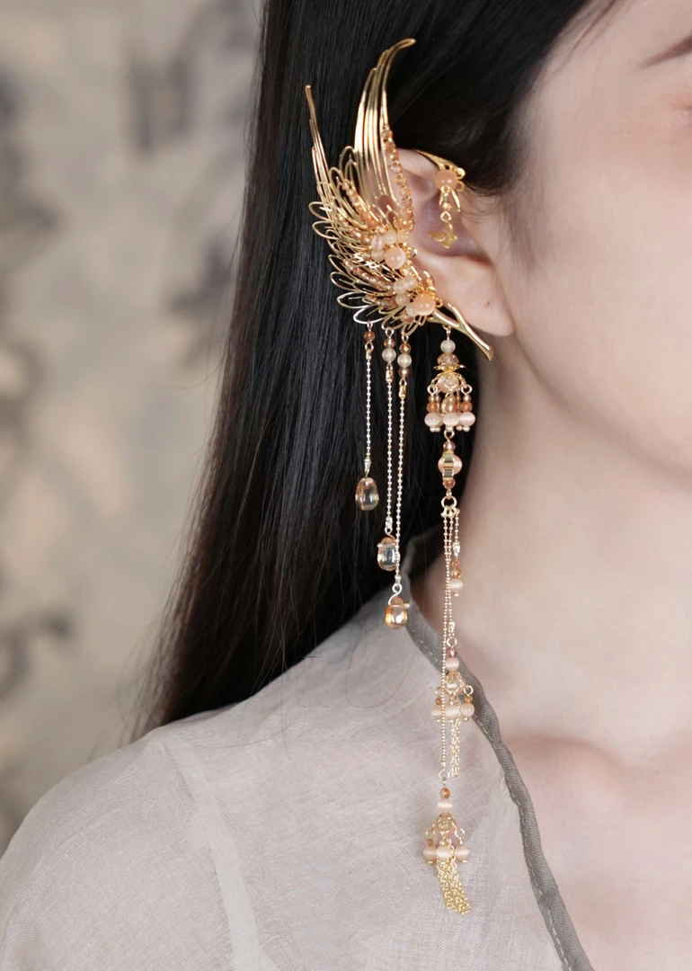 铜合金耳饰 亭中荷 【枯叶蝶/燕尾蝶】耳挂原创手作气质百搭复古