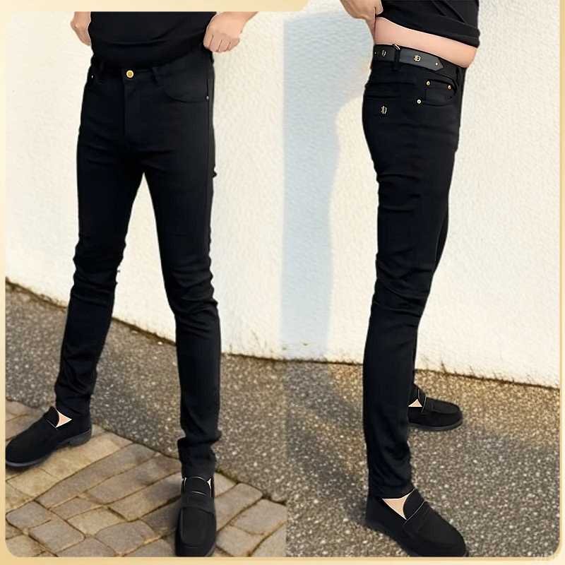 男士牛仔裤黑色2025秋冬新款高档潮流弹力商务爆款时尚修身小脚裤
