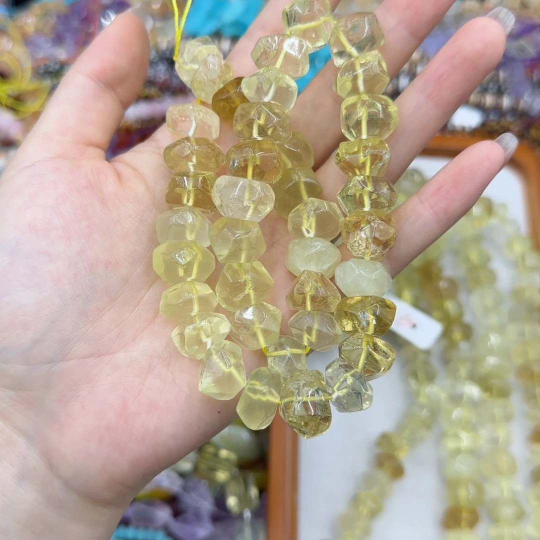 玛瑙/玉髓未镶嵌珠宝半成品极*.柠檬晶切面一条