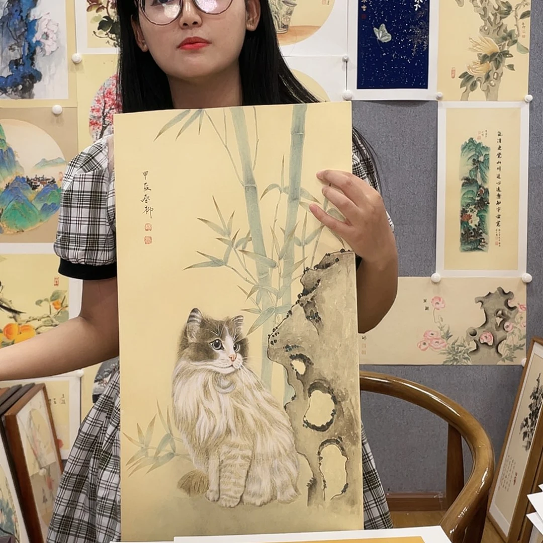 兰***～国画手绘带框尺寸：36*69