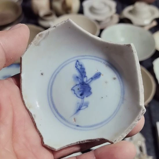 瓷片青花影青杯垫学习标本