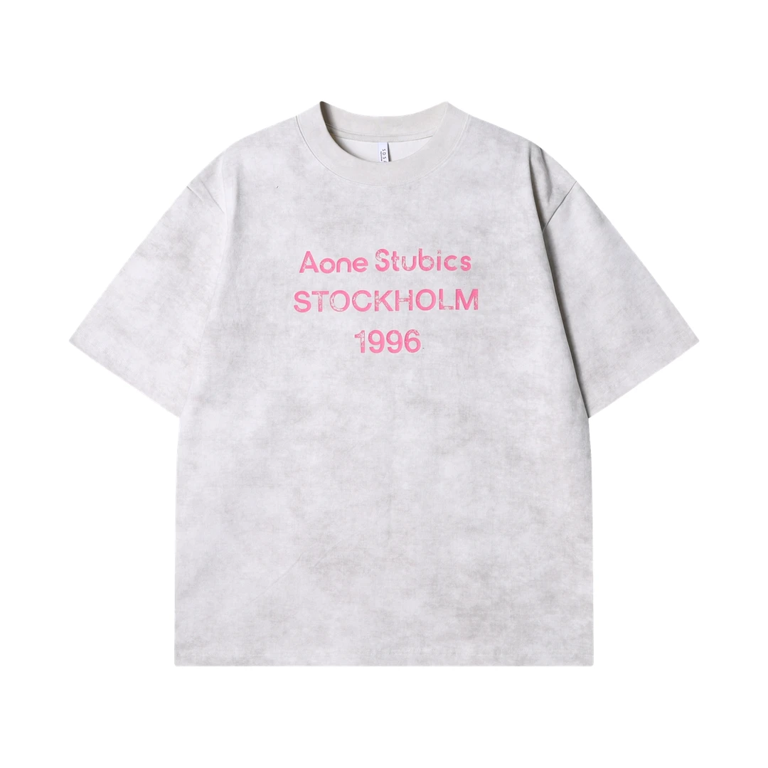 夏季高级感新款美式扎染满天星短袖T恤字母数字印花百搭圆领上衣