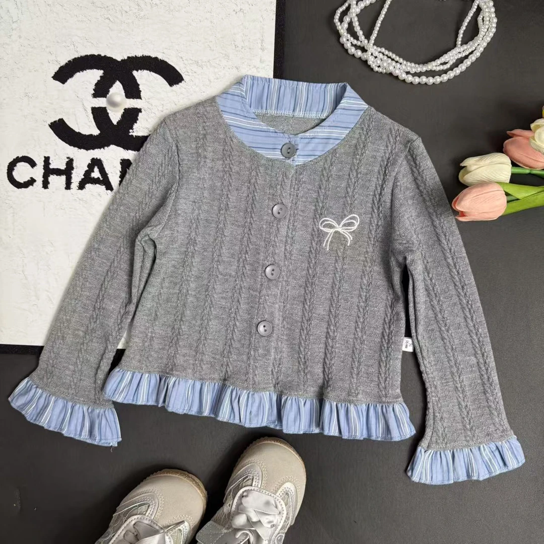 2025秋季新款女童学院风针织开衫外套