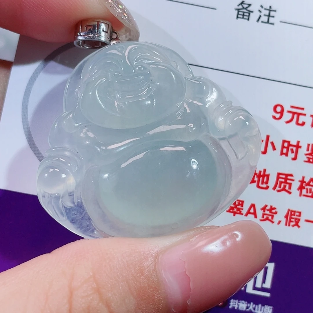 翡翠18K金镶嵌颈饰佛公