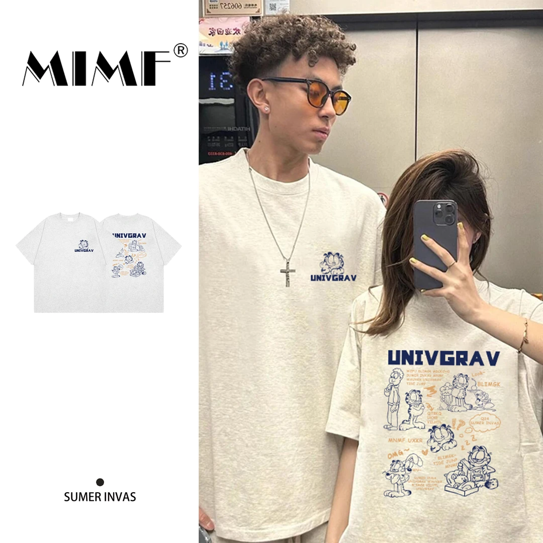 mnmf国潮街头休闲装印花短袖体恤男女装小众设计感ins情侣装上衣