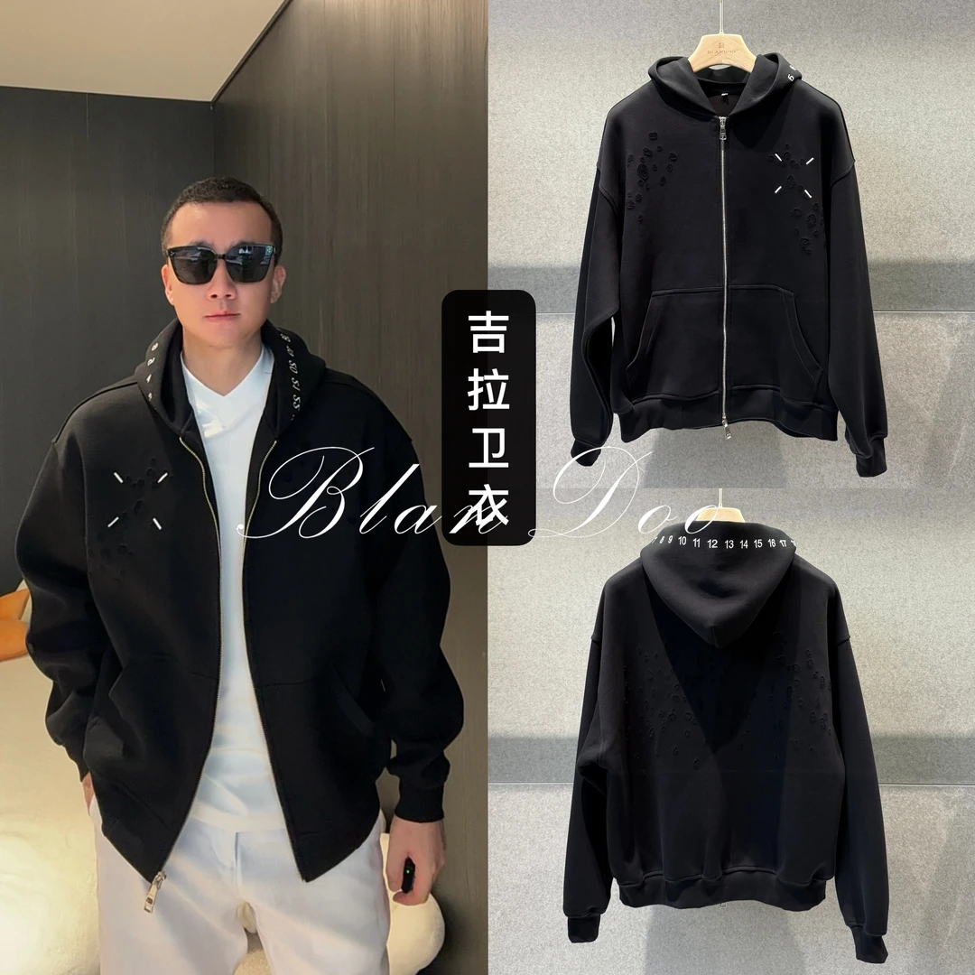 （秋款）BLANDOO “破洞设计感” 美式高街刺绣痞帅连帽外套1130