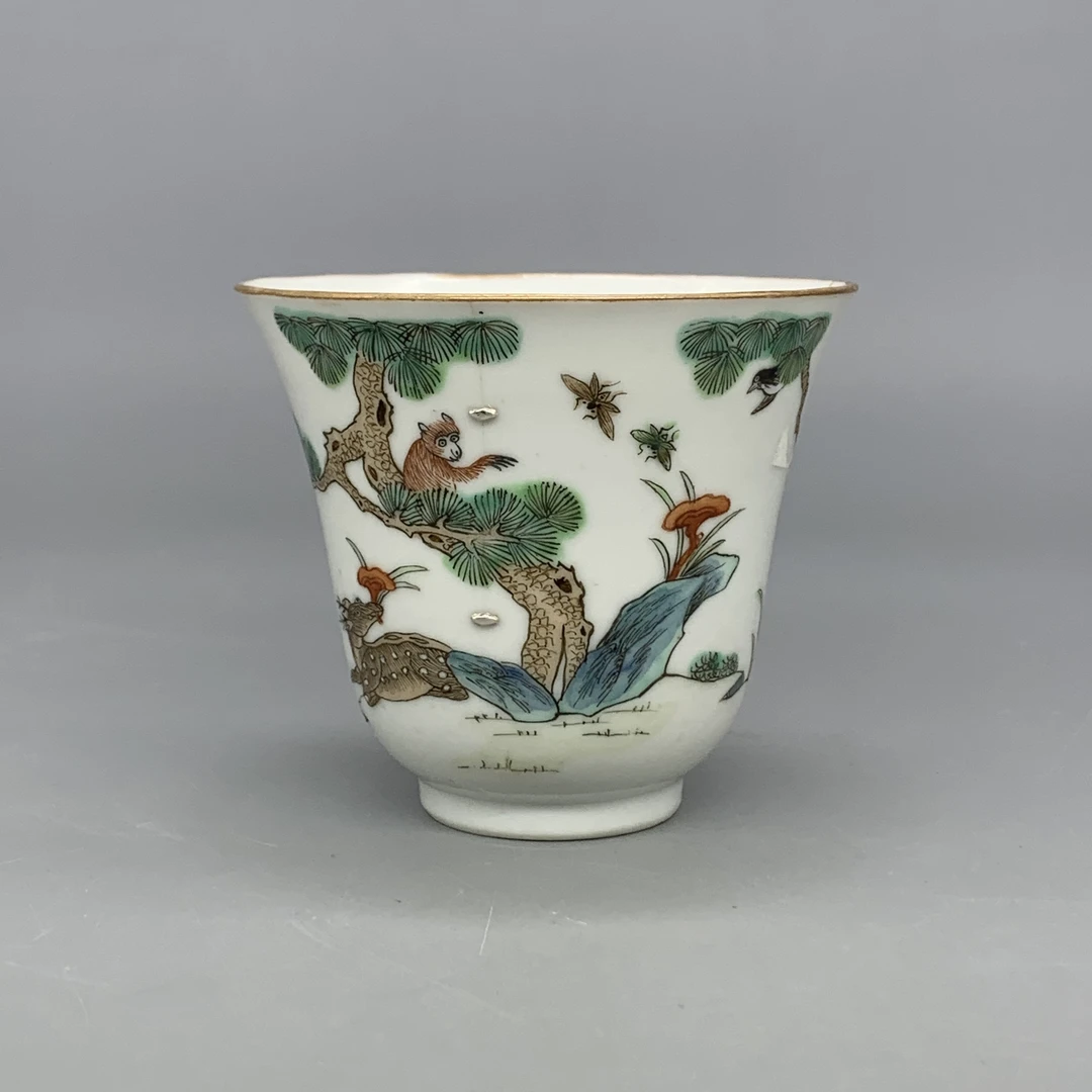 62509235*清同治粉彩喜鹿蜂猴纹铃铛杯/瓷器六/江苏省文物总店/MM
