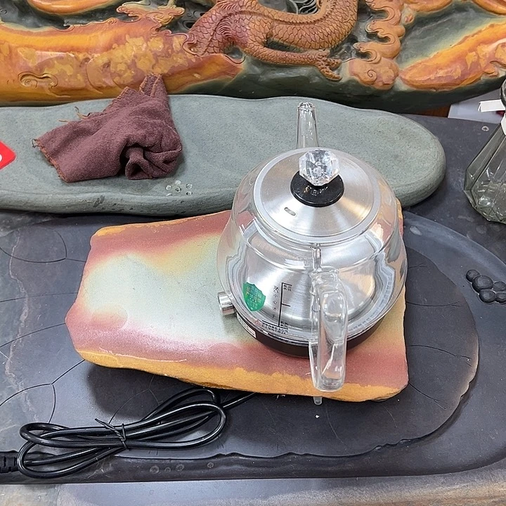 端砚石底座自动上水烧水壶