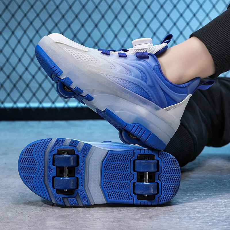 暴走鞋男童春秋季新款儿童运动网面四轮女孩中大童溜冰爆走轮滑鞋