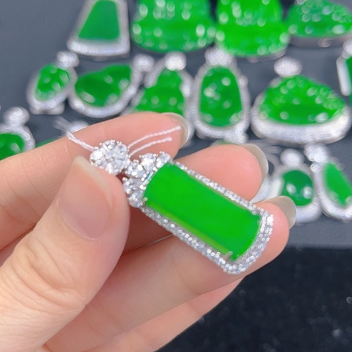 翡翠银S925镶嵌吊坠(不含链)