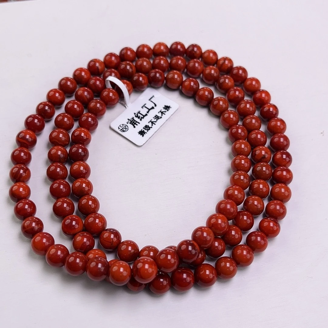 南红玛瑙未镶嵌手链瓦西高货锦红双色多圈7mm