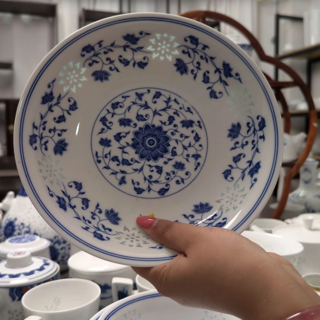 青花瓷万寿莲8寸窝盘两只装