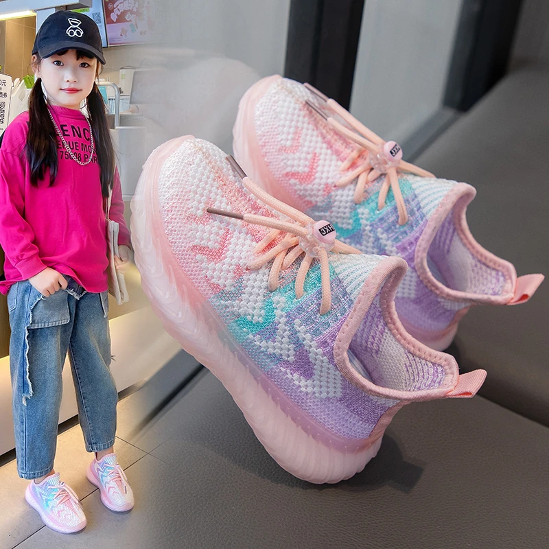 小黄鸭春夏新款软底防滑儿童飞织鞋女童椰子鞋透气网面男童休闲鞋