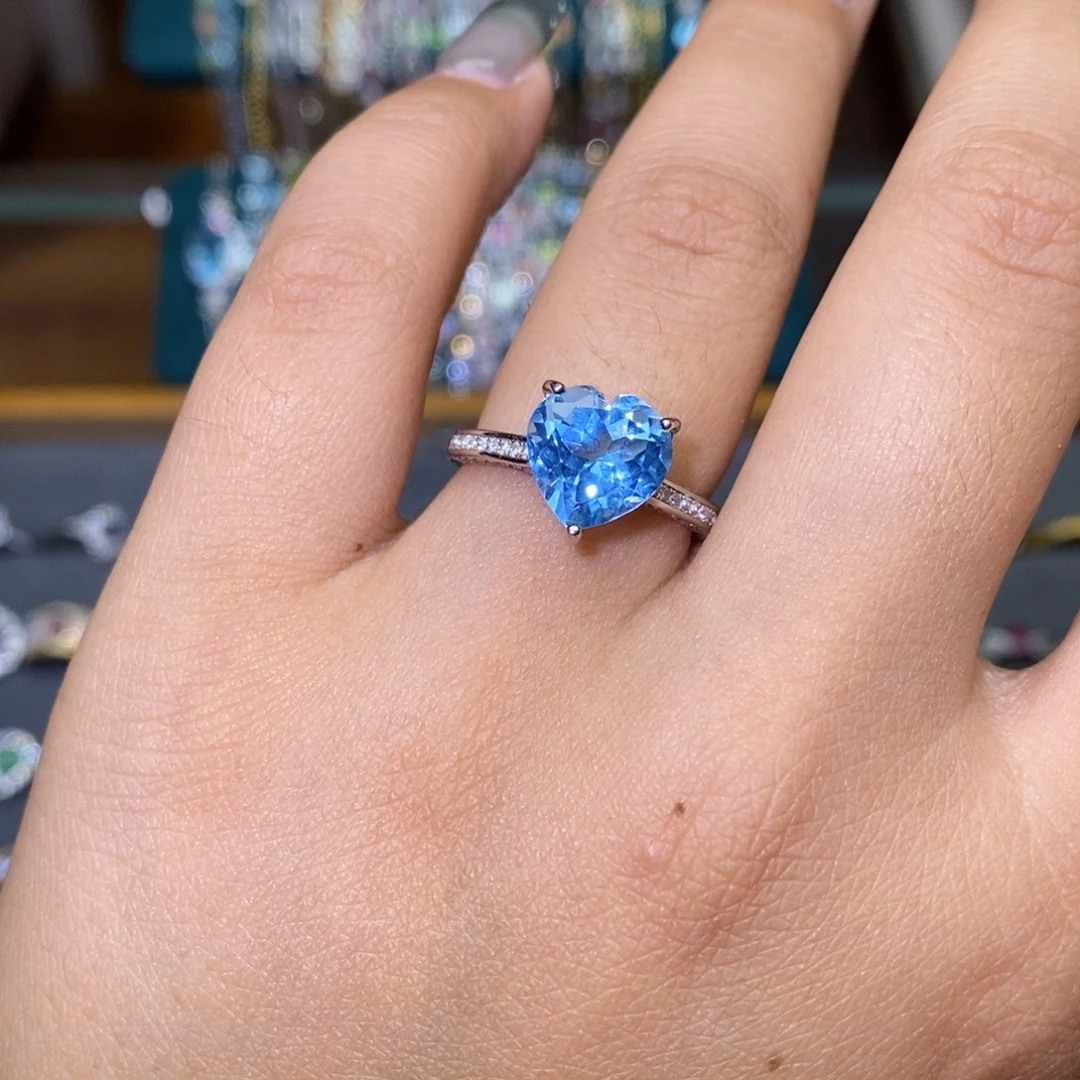 托帕石戒指银S925镶嵌