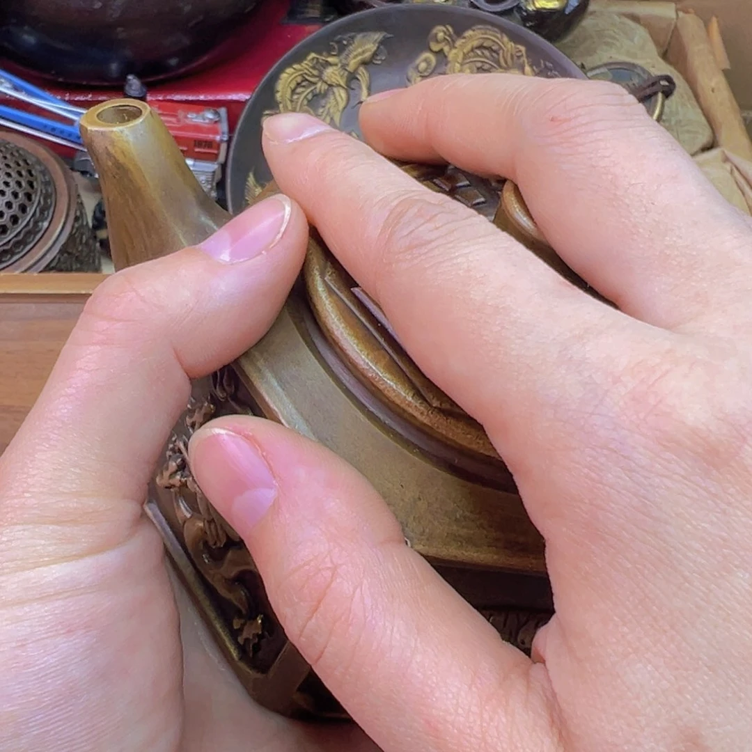 紫金风磨铜四象壶