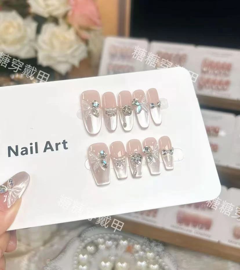 【星云蝶舞】新款高品质纯手工穿戴甲穿戴式光疗甲