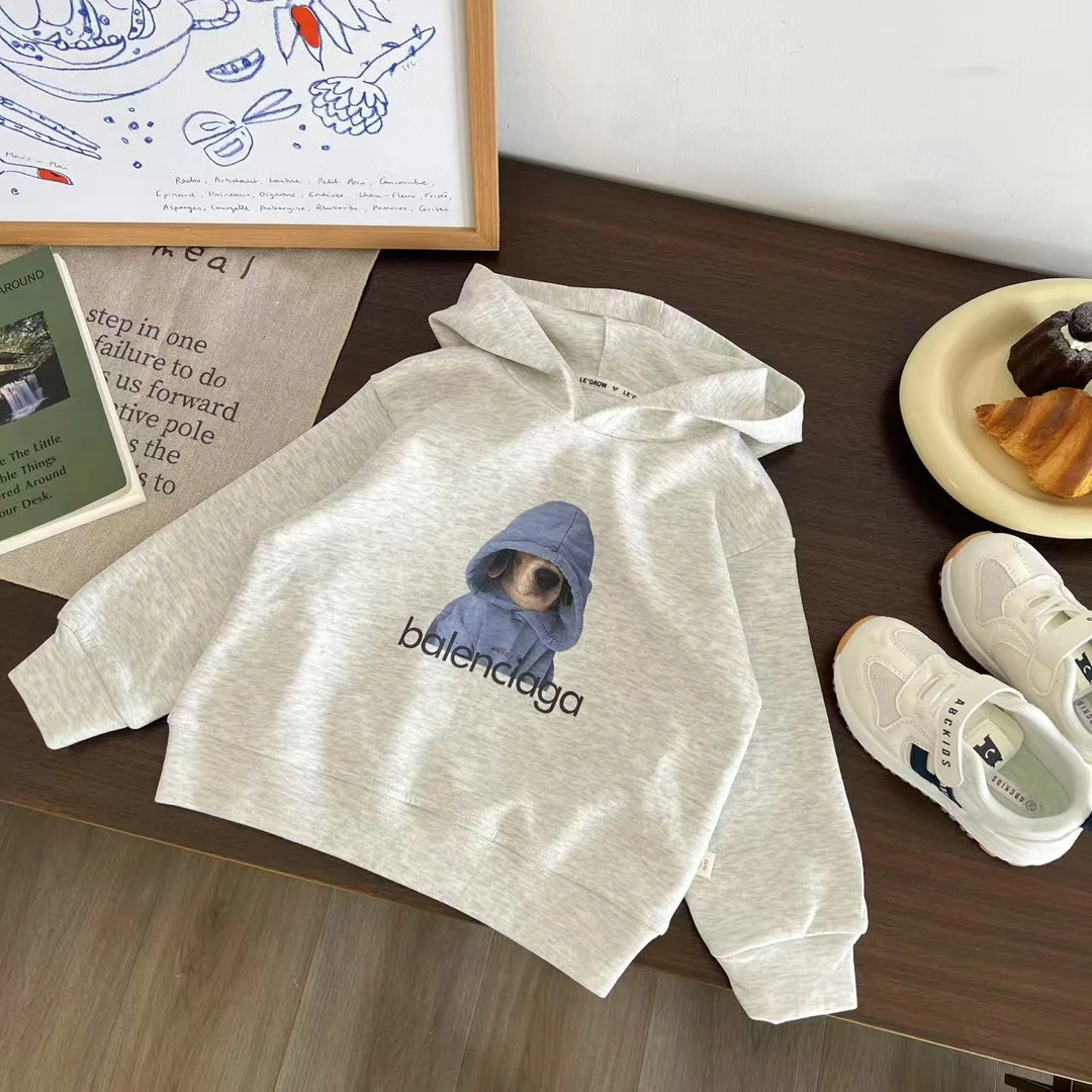 儿童春秋卡通印小狗连帽卫衣H1926