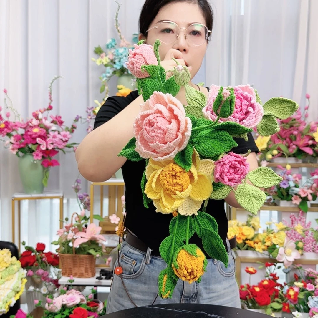 莱赛尔纤维棉手工钩织花束