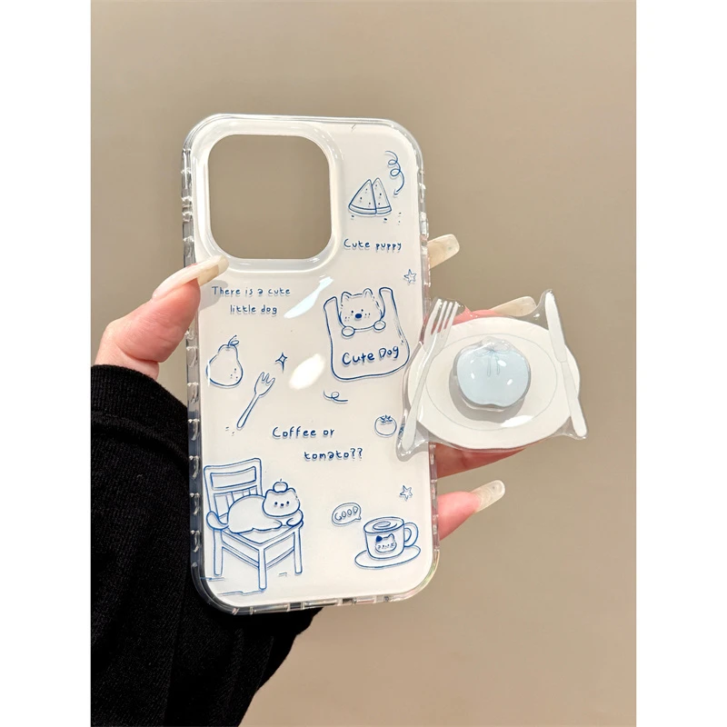 适用苹果iphone16promax创意餐盘15pro防摔14支架13ins韩风手机壳