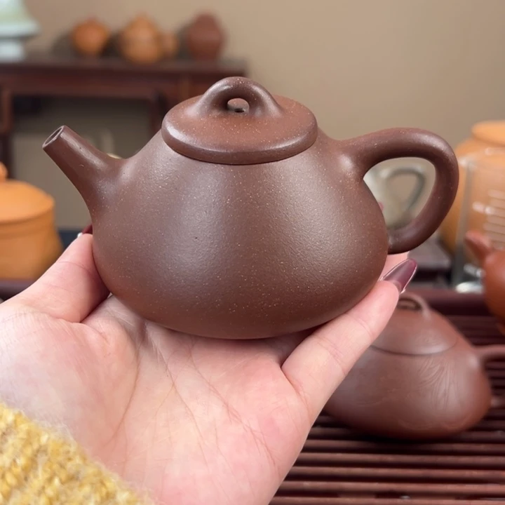 茶壶紫砂封釉棕红紫泥子冶石瓢180cc