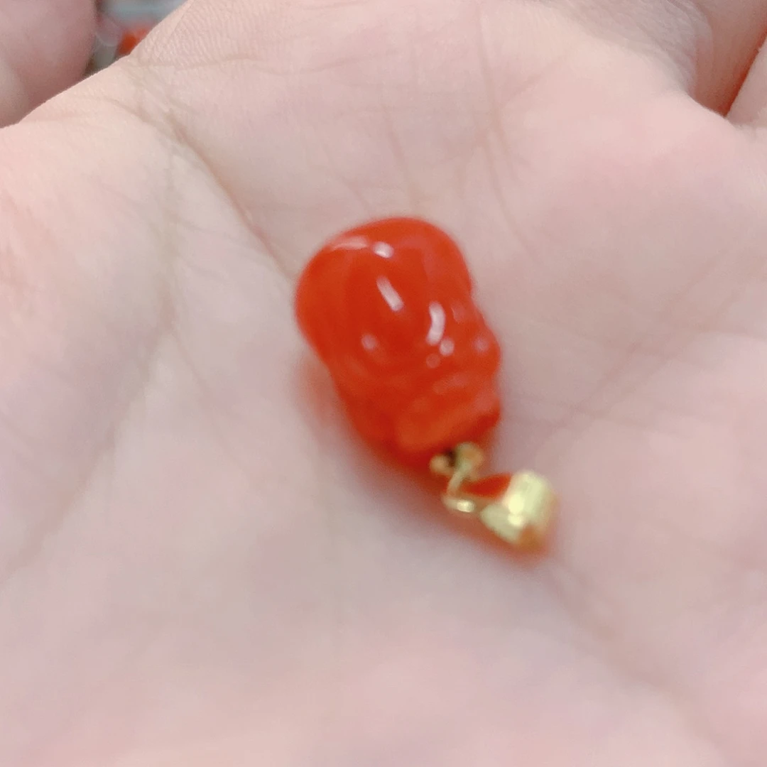 南红玛瑙银S925镶嵌吊坠(不含链)