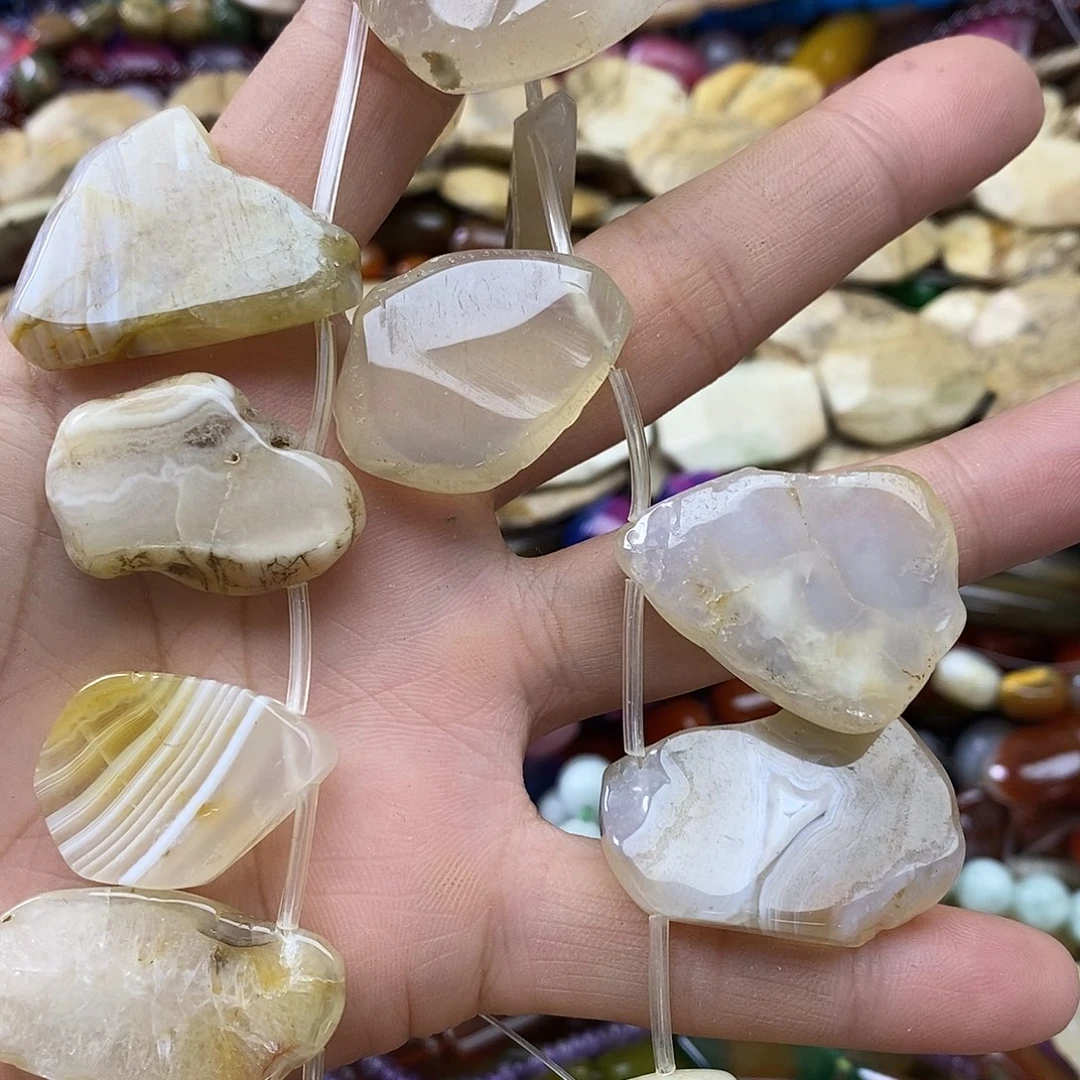 玛瑙/玉髓未镶嵌珠宝半成品玛瑙片片一条