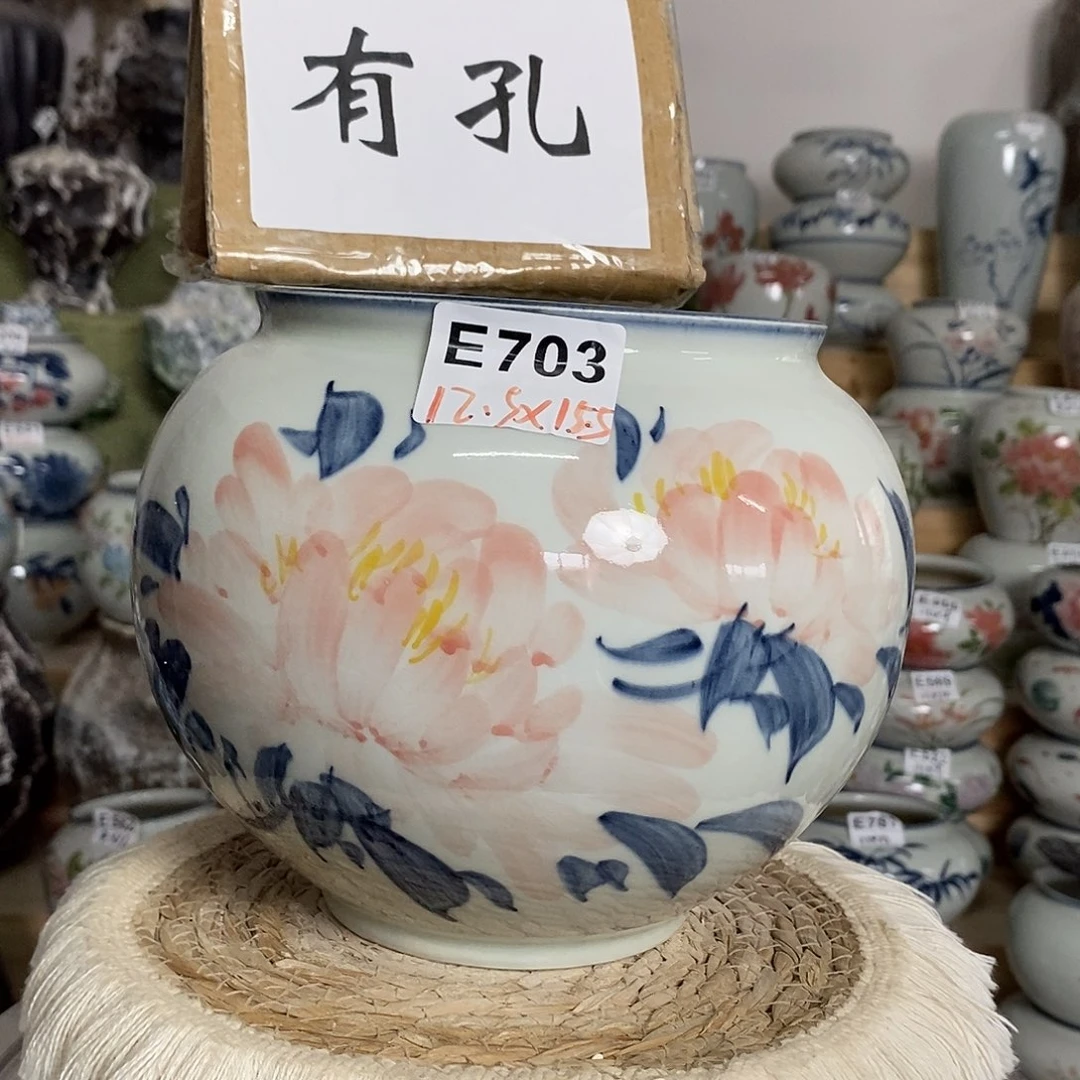 景德镇纯手工陶瓷花盆E703 微瑕