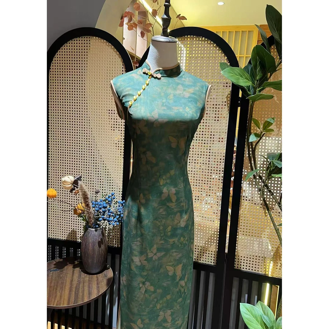 戚薇原创【清梦】长118左右新款新中式国风品质瑞士软网双层旗袍