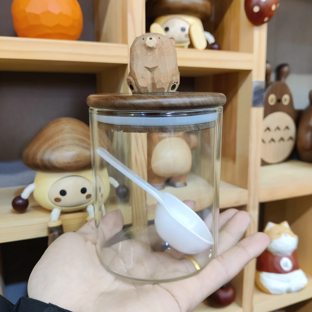 由物喜/黑胡桃玻璃罐桌面摆件家具饰品