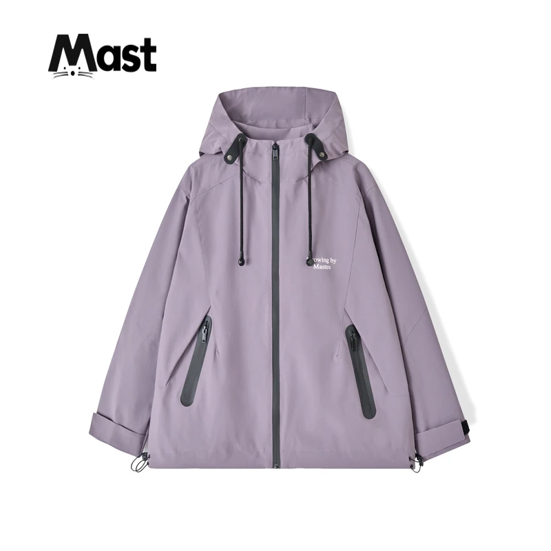 Mast『透气面料』2025年春季青少年男女时尚纯色冲锋衣防风拉链