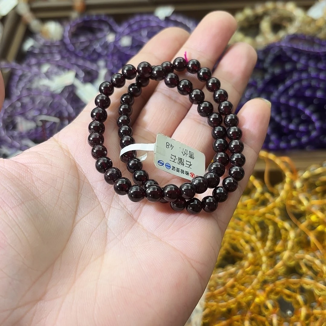 水晶手链未镶嵌三圈紫牙乌