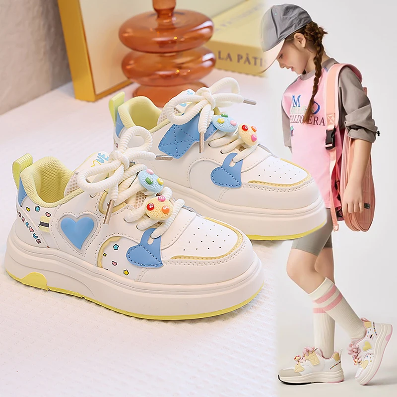 女童鞋子低帮皮面板鞋2025秋季新款韩版小女孩百搭小白鞋轻便防滑