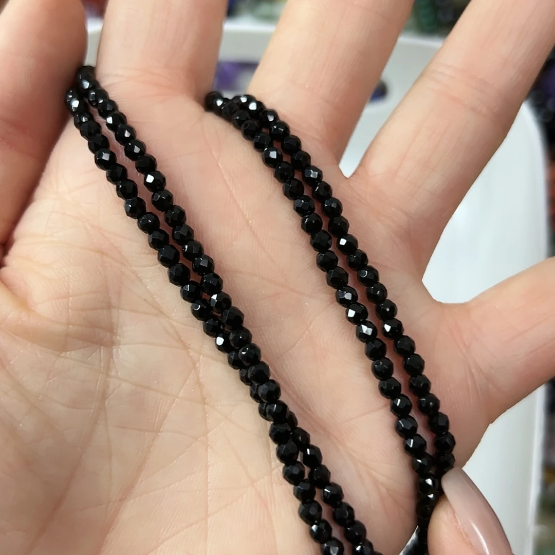 玛瑙/玉髓未镶嵌珠宝半成品，卡3黑碧玺2条