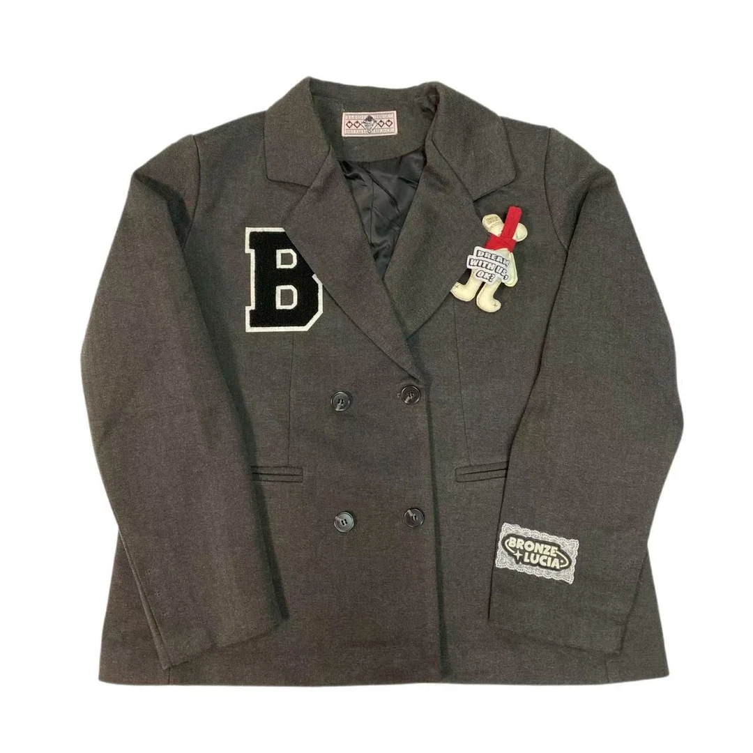 Bronze Lucia咖色欧美风休闲西装学院套装