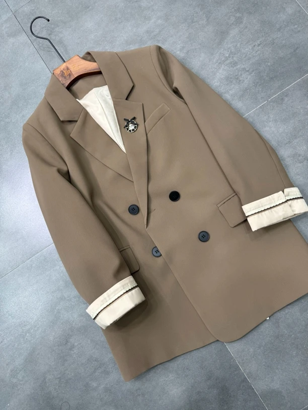 九分翻边袖西装外套