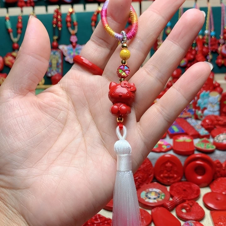 天然辰砂工艺品朱砂钥匙扣包包挂