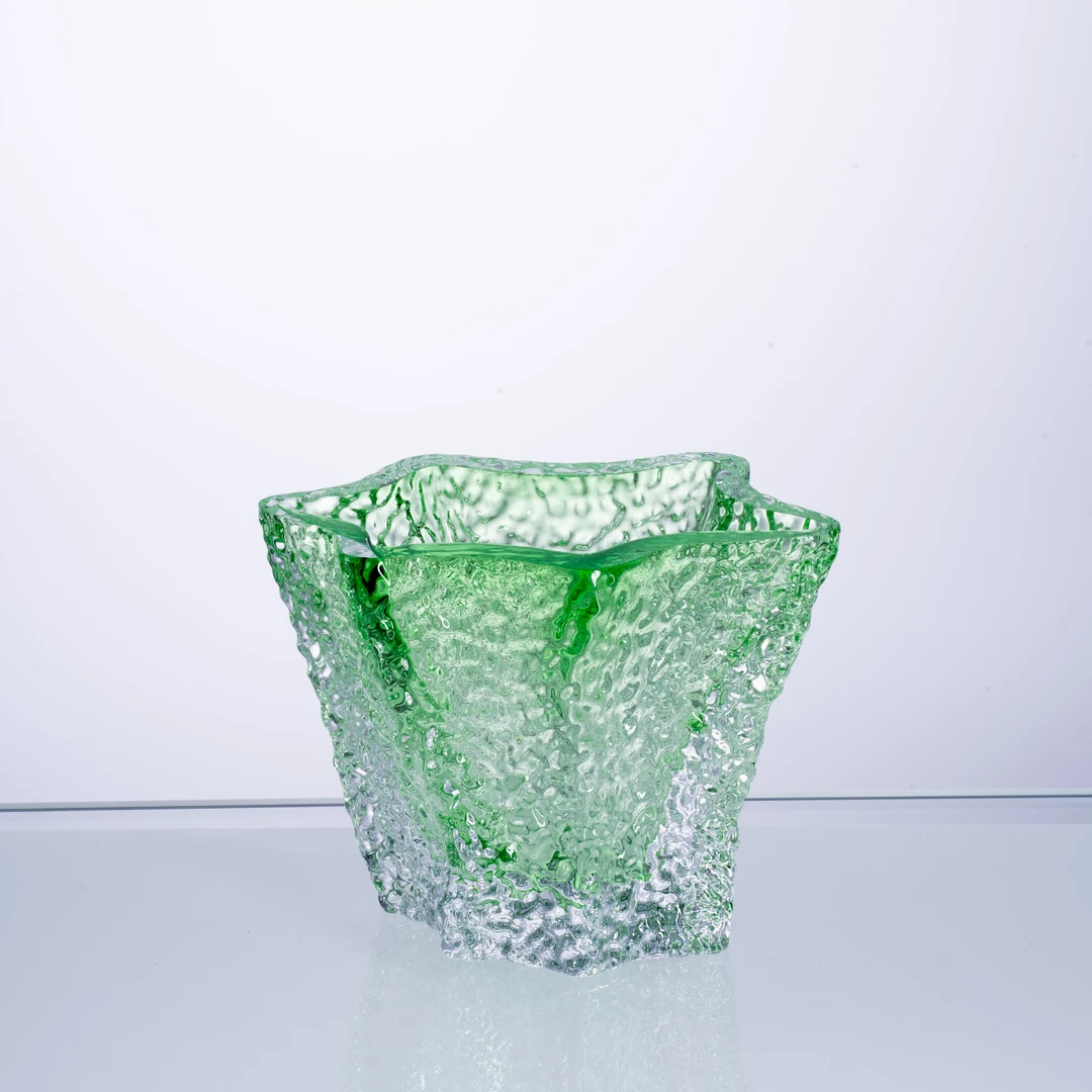 安桔东方美学【祖母绿花器】纯手工极简送礼水晶琉璃摆件