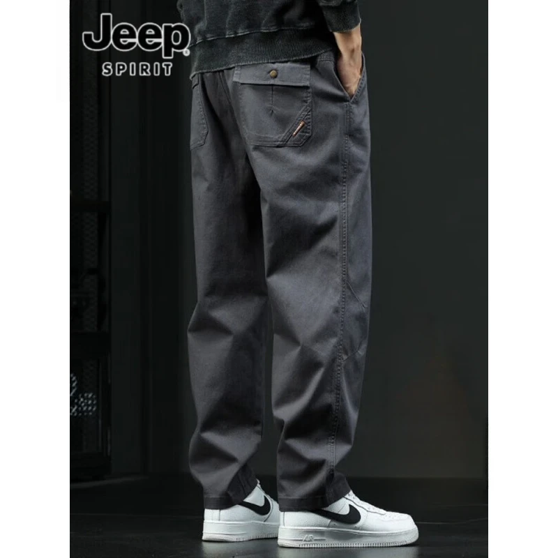 JEEPSPIRIT吉普休闲裤男款工装裤男士秋冬加绒新款宽松直筒长裤子