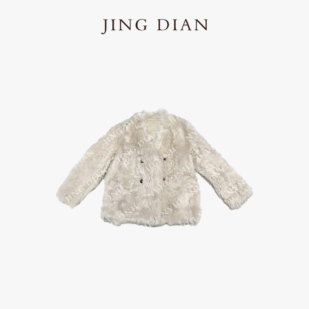 【JD】小众设计师款银灰色V领半卷毛进口托卡