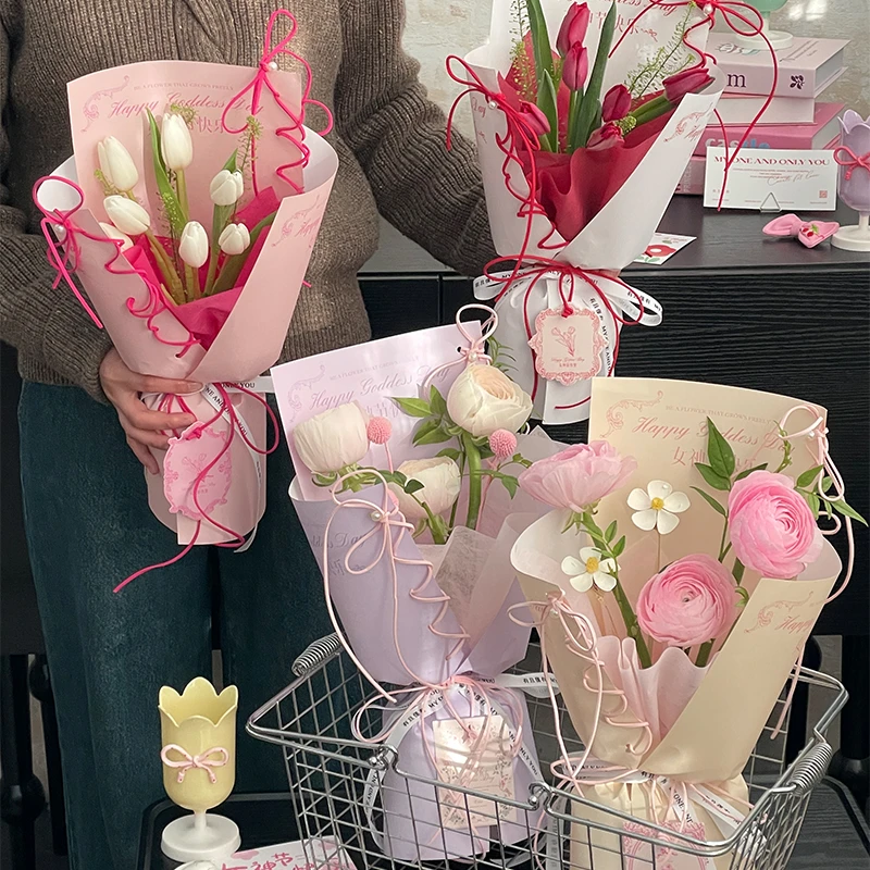 女神节芭蕾风小花束鲜花包装纸康乃馨郁金香包花纸手工diy材料