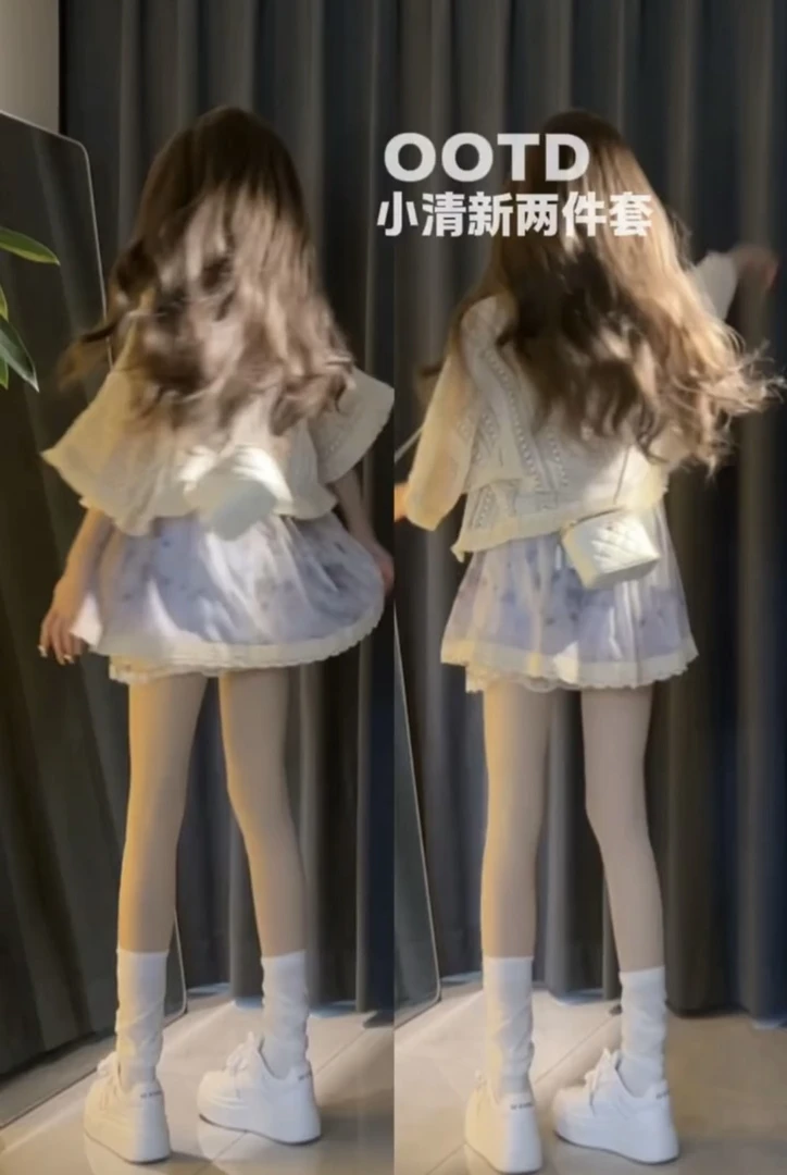 鸢尾来信古着紫色碎花蕾丝度假吊带裙女小披肩套装蕾丝裙裤三件套