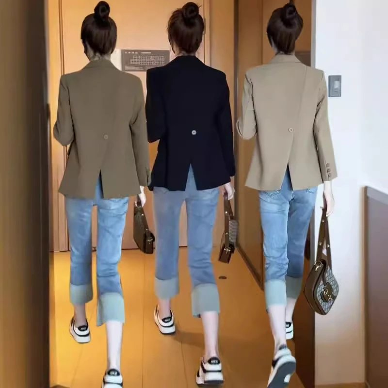 正品短款西装外套女2025秋季新款休闲设计感高级感气质小西服上衣